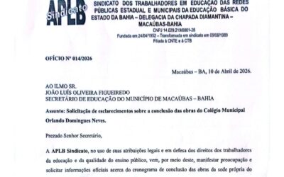 URGENTE: APLB COBRA INFORMAÇÕES SOBRE A CONCLUSÃO DAS OBRAS DO COLÉGIO ORLANDO DOMINGUES NEVES