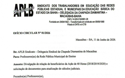 ATENÇÃO, PROFESSORES(AS): ATUALIZAÇÃO DE CÁLCULOS DA AÇÃO DE 40 HORAS